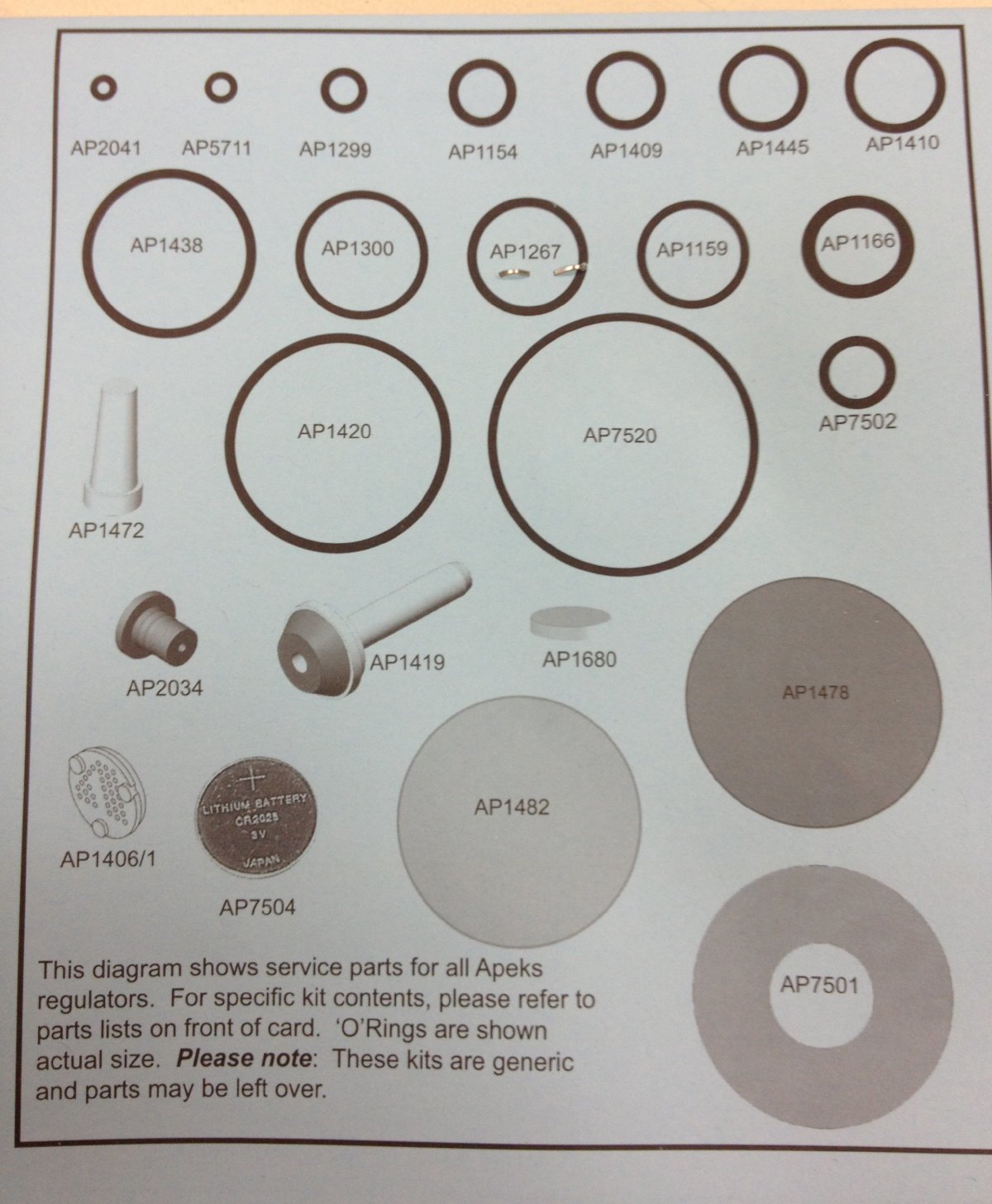 Apeks 2nd Stage Service Kit (including Flight)