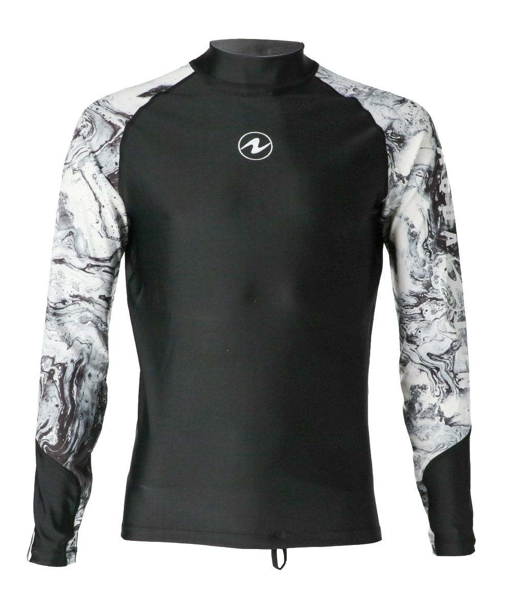 Aqua Lung Men's Long Sleeve Aqua Rash Guard Black/White