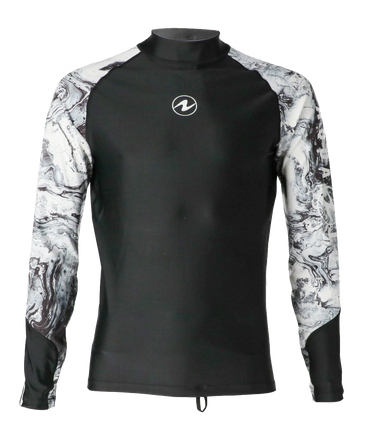 Aqua Lung Men's Long Sleeve Aqua Rash Guard Black/White