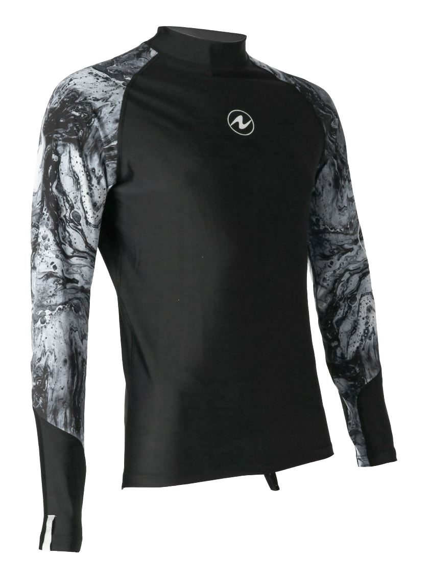 Aqua Lung Men's Long Sleeve Aqua Rash Guard Black/White