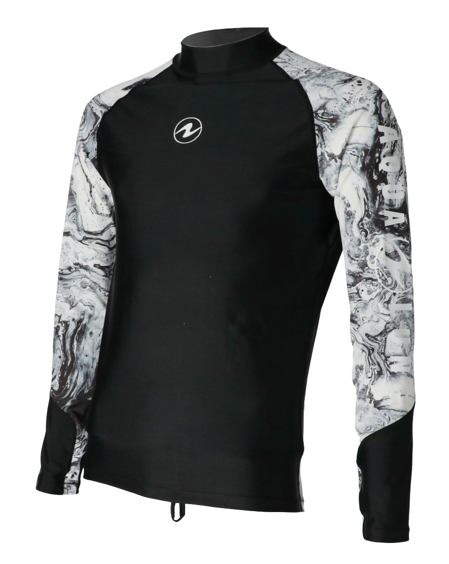 Aqua Lung Men's Long Sleeve Aqua Rash Guard Black/White