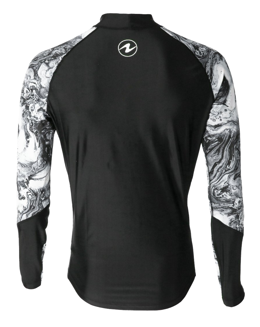 Aqua Lung Men's Long Sleeve Aqua Rash Guard Black/White