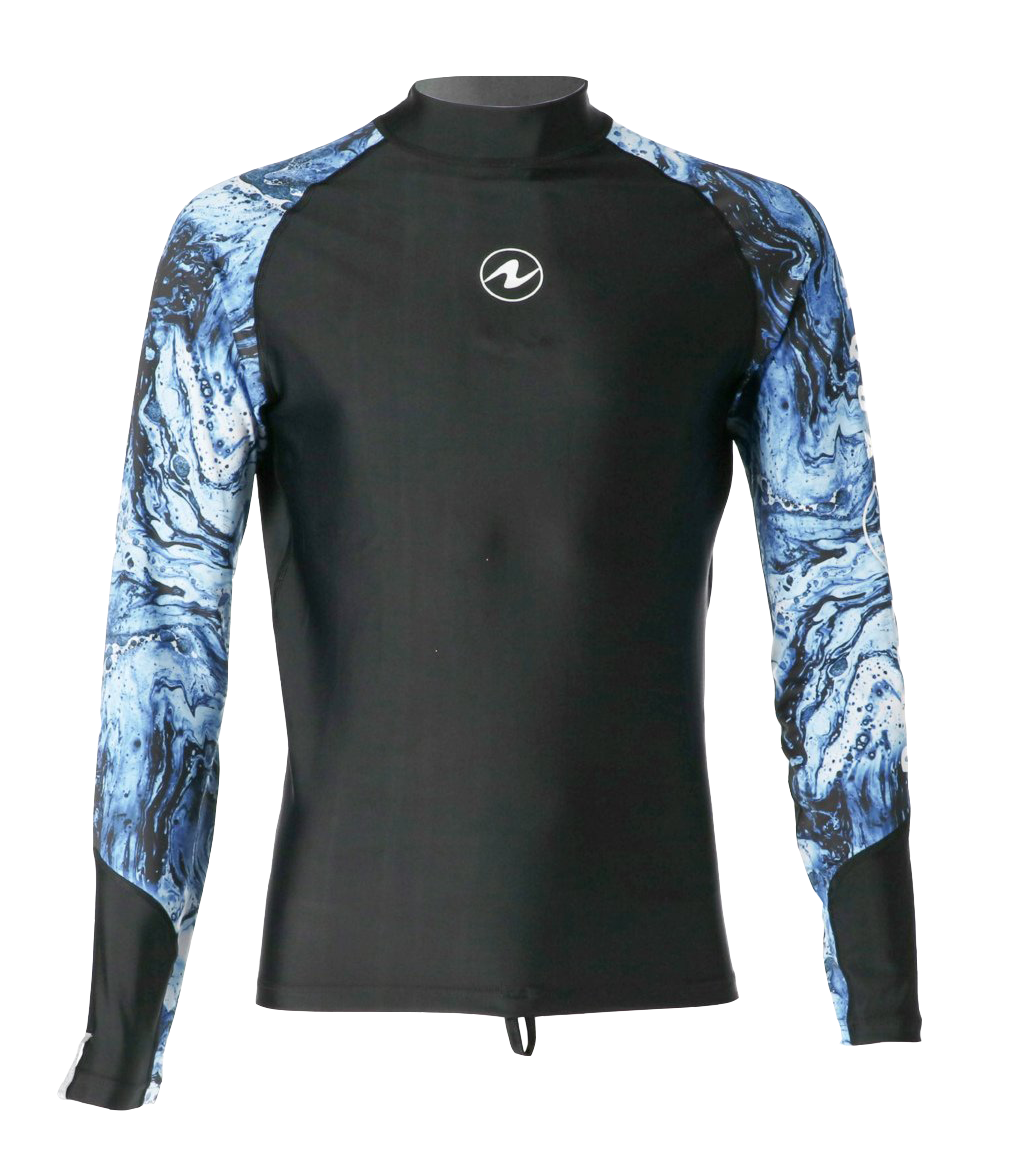 Aqua Lung Men's Long Sleeve Aqua Rash Guard Navy/White