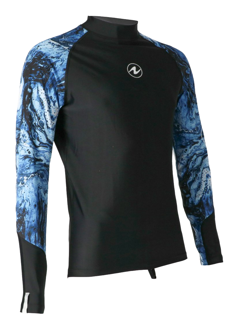 Aqua Lung Men's Long Sleeve Aqua Rash Guard Navy/White