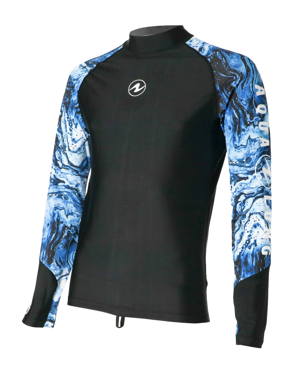 Aqua Lung Men's Long Sleeve Aqua Rash Guard Navy/White