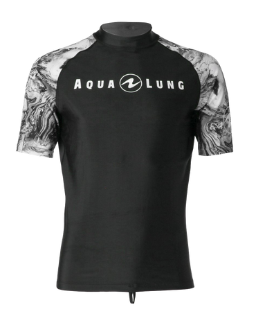 Aqua Lung Men's Short Sleeve Aqua Rash Guard Black/White