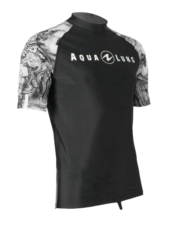 Aqua Lung Men's Short Sleeve Aqua Rash Guard Black/White