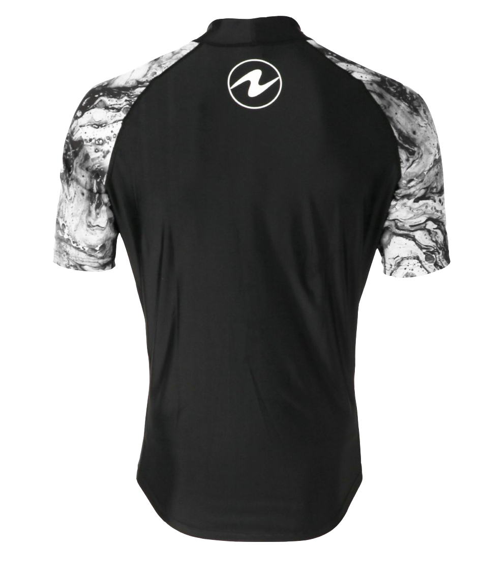 Aqua Lung Men's Short Sleeve Aqua Rash Guard Black/White