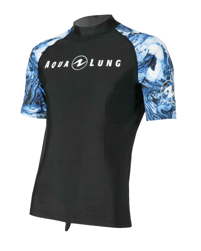 Aqua Lung Men's Short Sleeve Aqua Rash Guard Navy/White