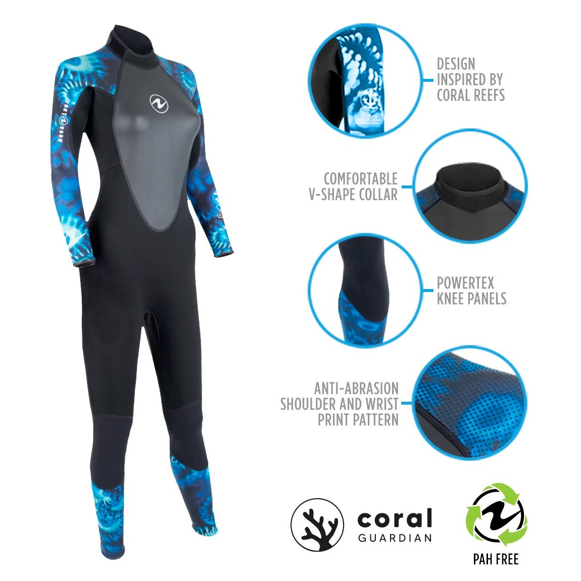 Aqua Lung Women's HydroFlex 3mm Wetsuit Black/Blue Camo