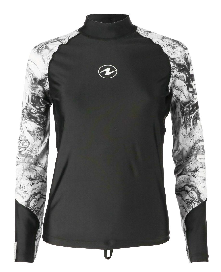 Aqua Lung Women's Long Sleeve Aqua Rash Guard Black/White