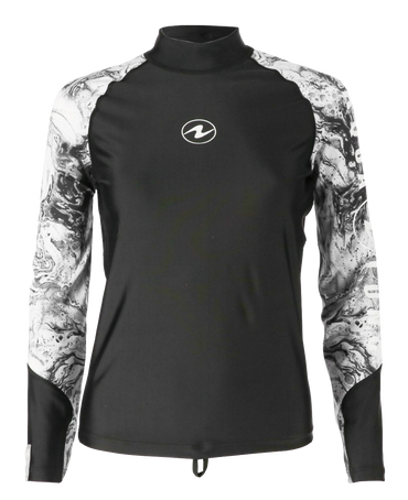 Aqua Lung Women's Long Sleeve Aqua Rash Guard Black/White