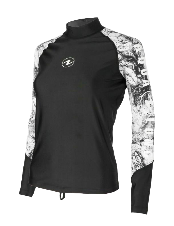 Aqua Lung Women's Long Sleeve Aqua Rash Guard Black/White