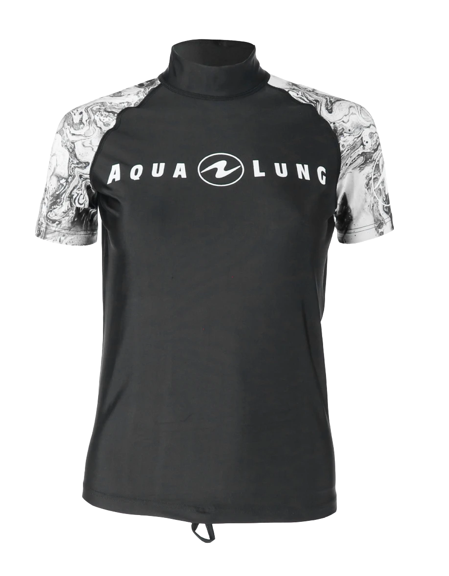 Aqua Lung Women's Short Sleeve Aqua Rash Guard Black/White