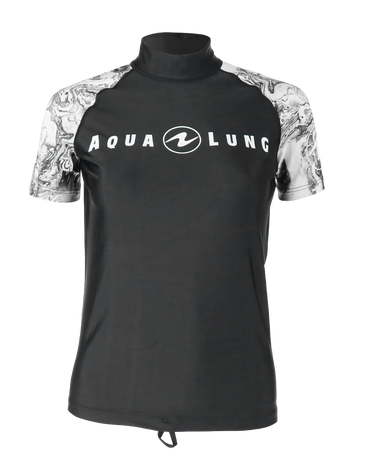 Aqua Lung Women's Short Sleeve Aqua Rash Guard Black/White