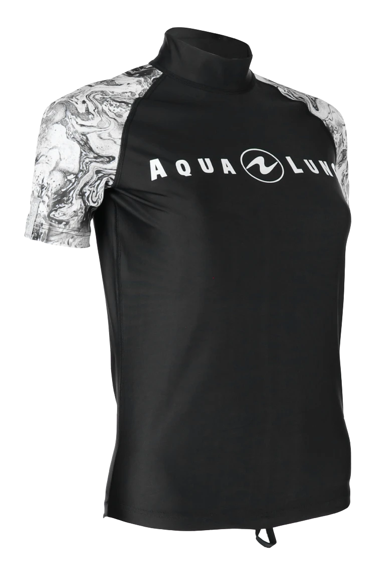 Aqua Lung Women's Short Sleeve Aqua Rash Guard Black/White