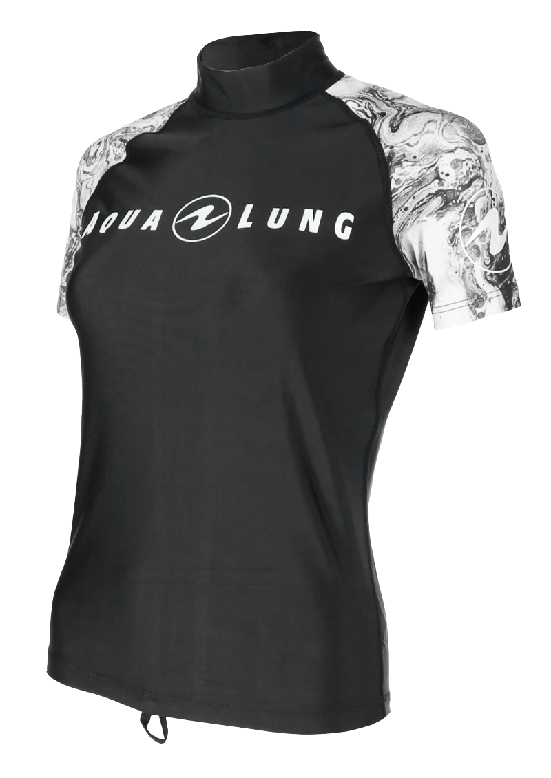 Aqua Lung Women's Short Sleeve Aqua Rash Guard Black/White