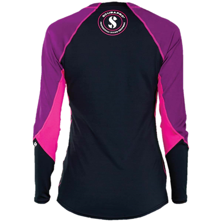 ScubaPro UPF 50 Zippered Channel Flow Women's Rash Guard - Pink/Purple/Black