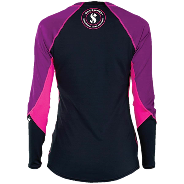 ScubaPro UPF 50 Zippered Channel Flow Women's Rash Guard - Pink/Purple/Black