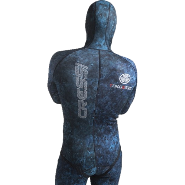 Cressi 2mm Tokugawa Men's 2-Piece Nylon Blue Camo Wetsuit w/ Hood