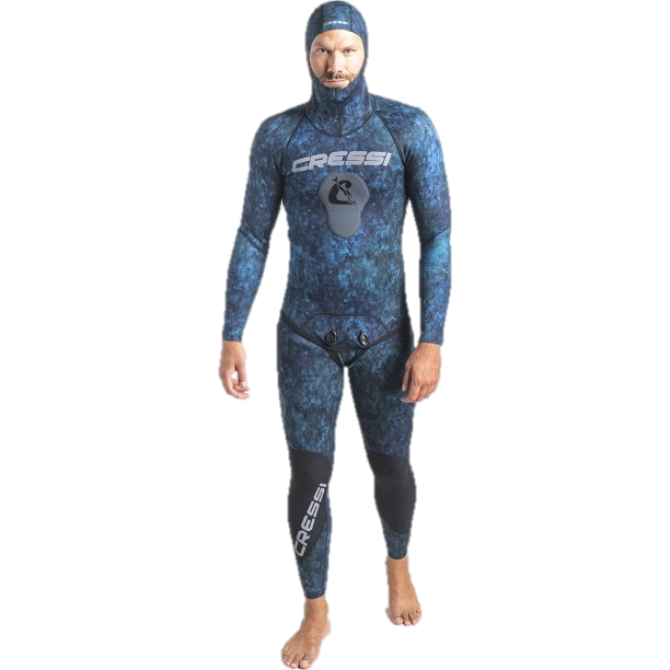 Cressi 2mm Tokugawa Men's 2-Piece Nylon Blue Camo Wetsuit w/ Hood