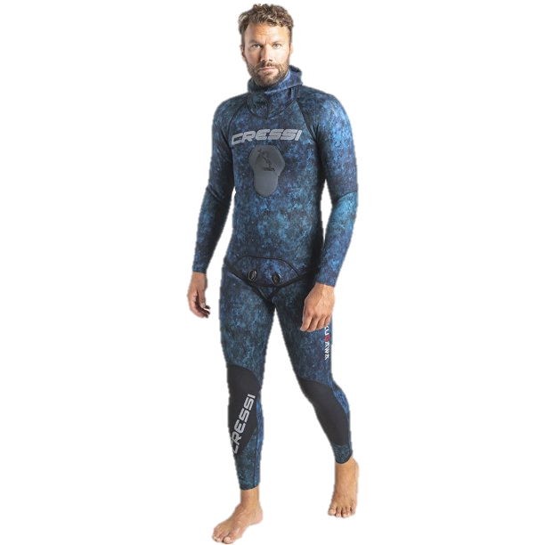 Cressi 2mm Tokugawa Men's 2-Piece Nylon Blue Camo Wetsuit w/ Hood