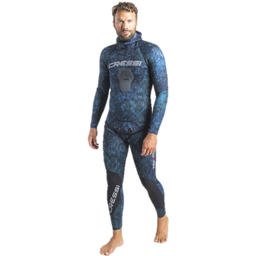 Cressi 2mm Tokugawa Men's 2-Piece Nylon Blue Camo Wetsuit w/ Hood