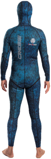 Cressi 2mm Tokugawa Men's 2-Piece Nylon Blue Camo Wetsuit w/ Hood