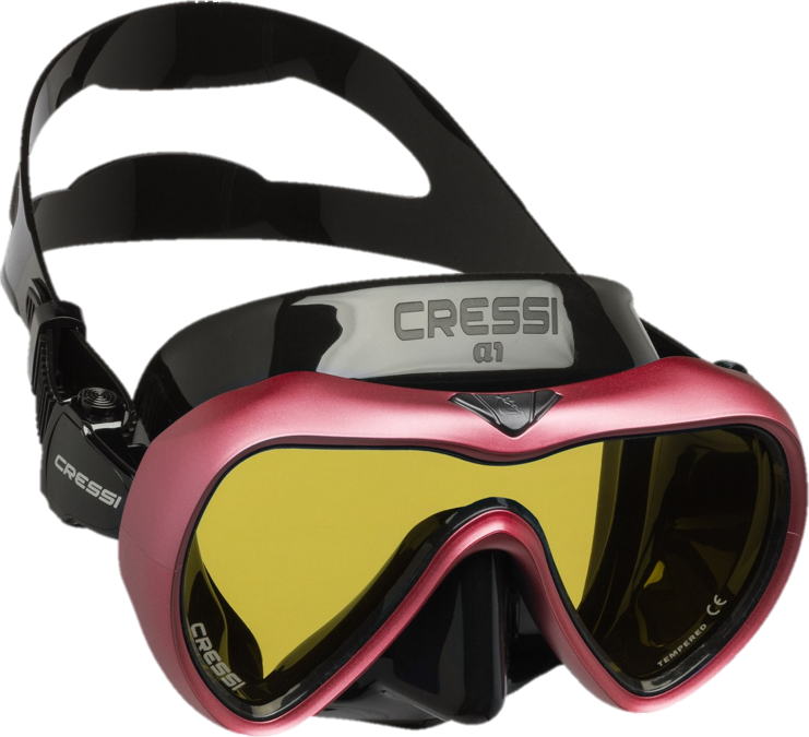 Cressi A1 Mask w Anti-Fog Lens - Black & Pink - Yellow Lens