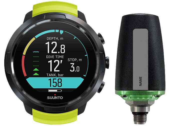 Suunto D5 Dive Computer Yellow with Black Bezel and Suunto Tank POD