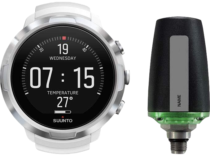 Suunto D5 Dive Computer White with Silver Bezel and Suunto Tank Pod