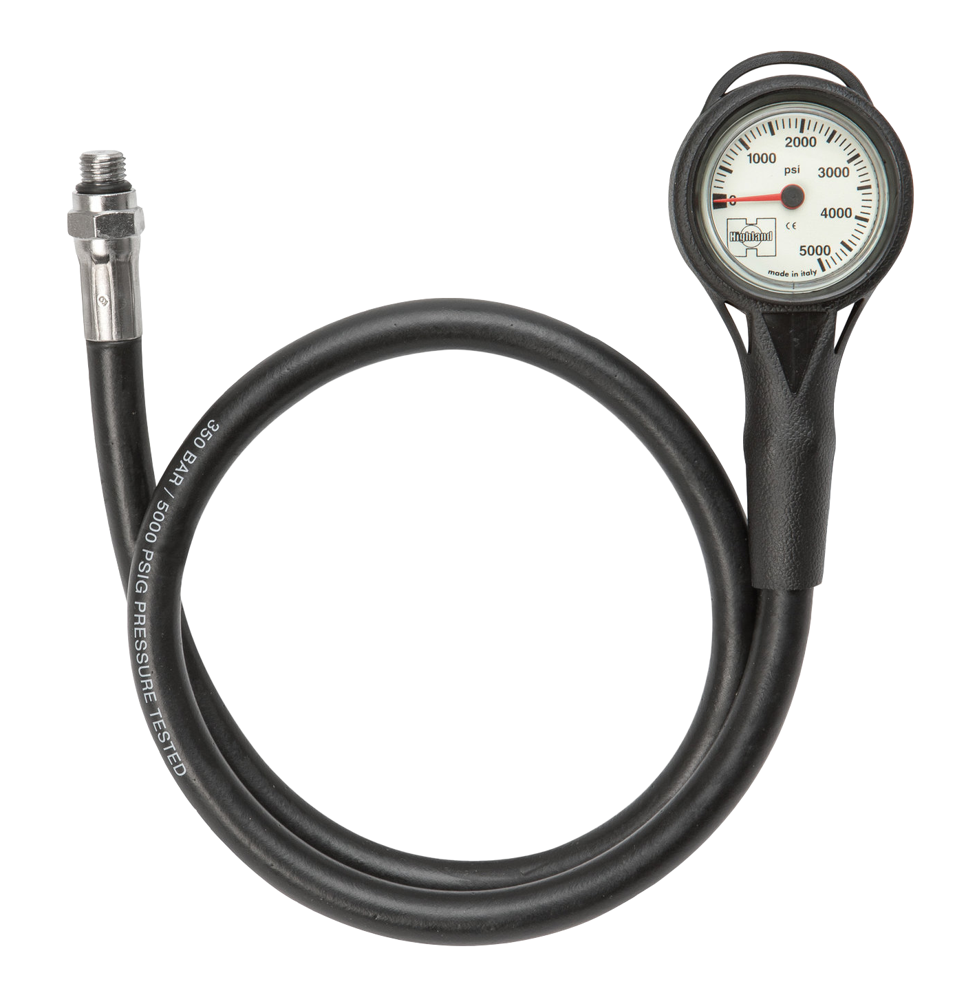 Highland Thin-Line Pressure Gauge Complete Rubber Hose