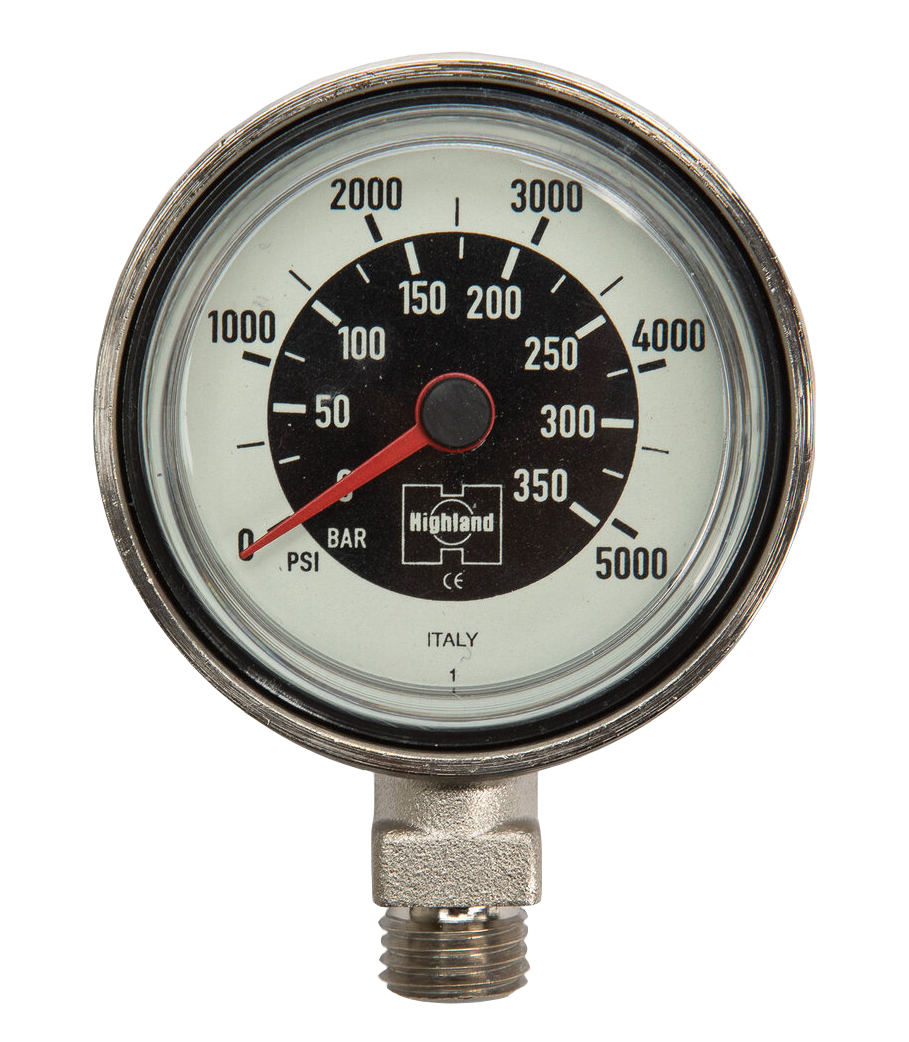 Highland Thin-Line Pressure Gauge Complete Dual Scale