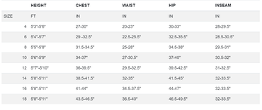 Hollis AUG 450 Women's Top Size Chart