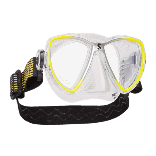 ScubaPro Synergy Mini Mask w Comfort Strap Yellow Silver with Clear Skirt