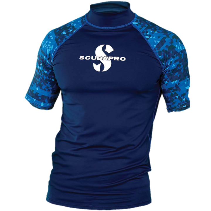 ScubaPro Aegean Rash Guard Mens, Short Sleeve (UPF50) - Blue