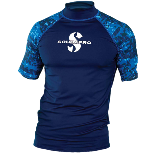 ScubaPro Aegean Rash Guard Mens, Short Sleeve (UPF50) - Blue