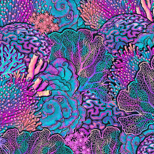 Spacefish Army Eco-Friendly Coral Kaleidoscope Contour Rashguard