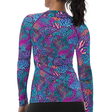 Spacefish Army Eco-Friendly Coral Kaleidoscope Contour Rashguard