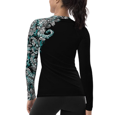 Spacefish Army Electric Blue Octofloral Contour Rashguard