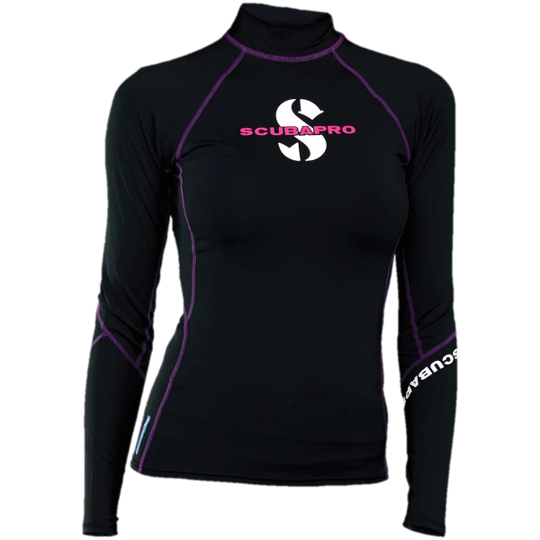 ScubaPro Onyx Rash T-Flex Womens, Long Sleeve (UPF80) - Black/Purple