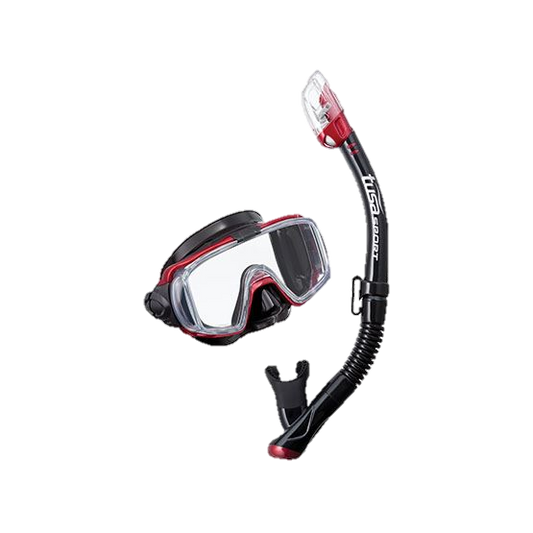 Tusa Visio Tri-Ex Adult Combo Snorkel Set - Red