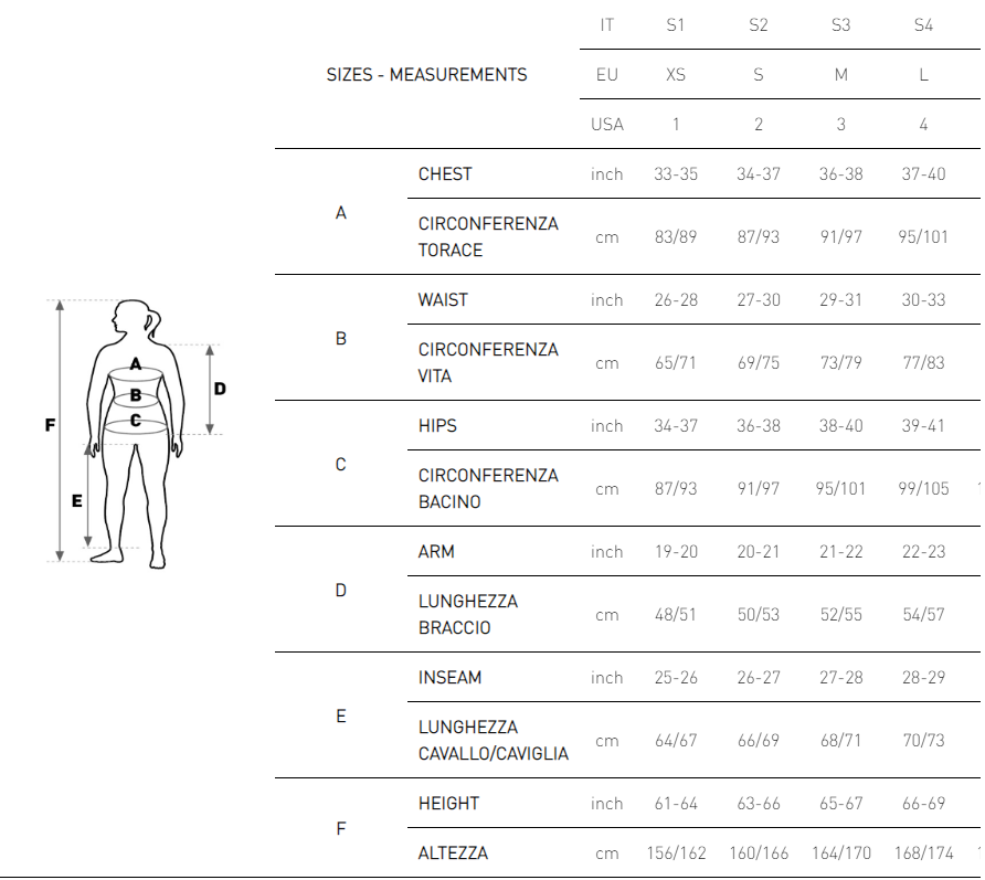 Mares Apnea Instinct 50 Lady's Sizing Chart