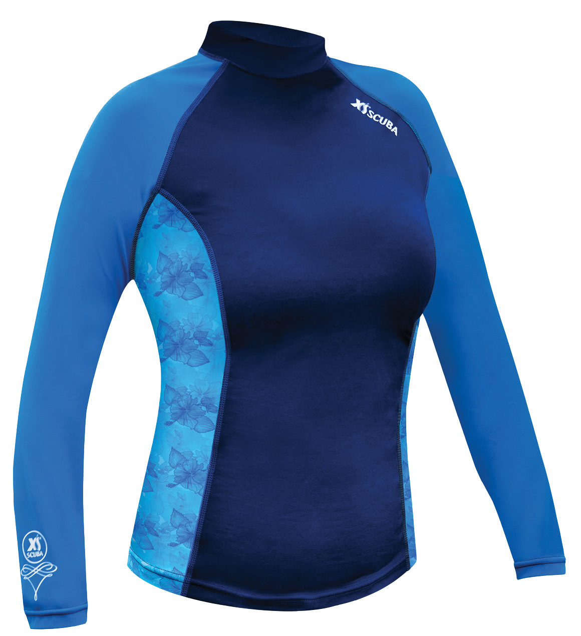 XS Scuba Women's Blue Hibiscus Rash Guard