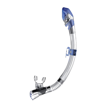 SEAC Fast Tech Dry Diving Snorkel, Side/Full VIew, Clear/Blue