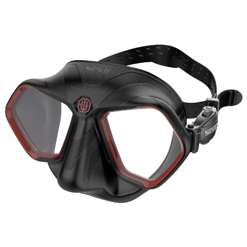 SEAC Raptor Diving Mask, Front View, Black/Red