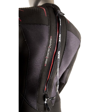 SEAC Space Man 5 mm Men's Wetsuit, Upper Back View with Zipper