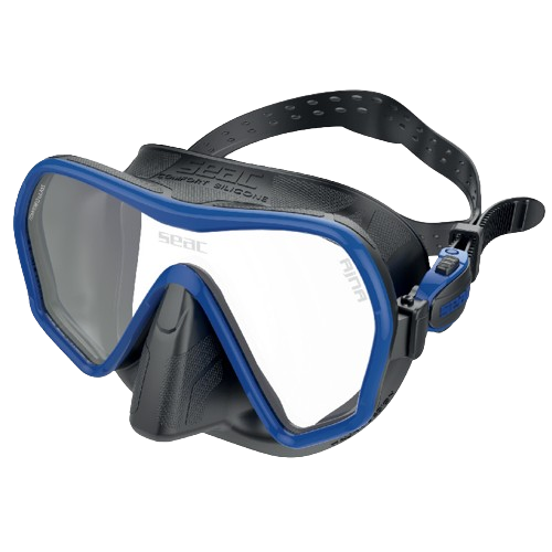 SEAC Ajna Diving Mask, Front View, Black/Blue