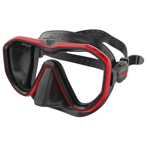 seac appeal dive mask black/red front view