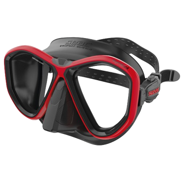 SEAC Diving Mask, Front View, Black/Red